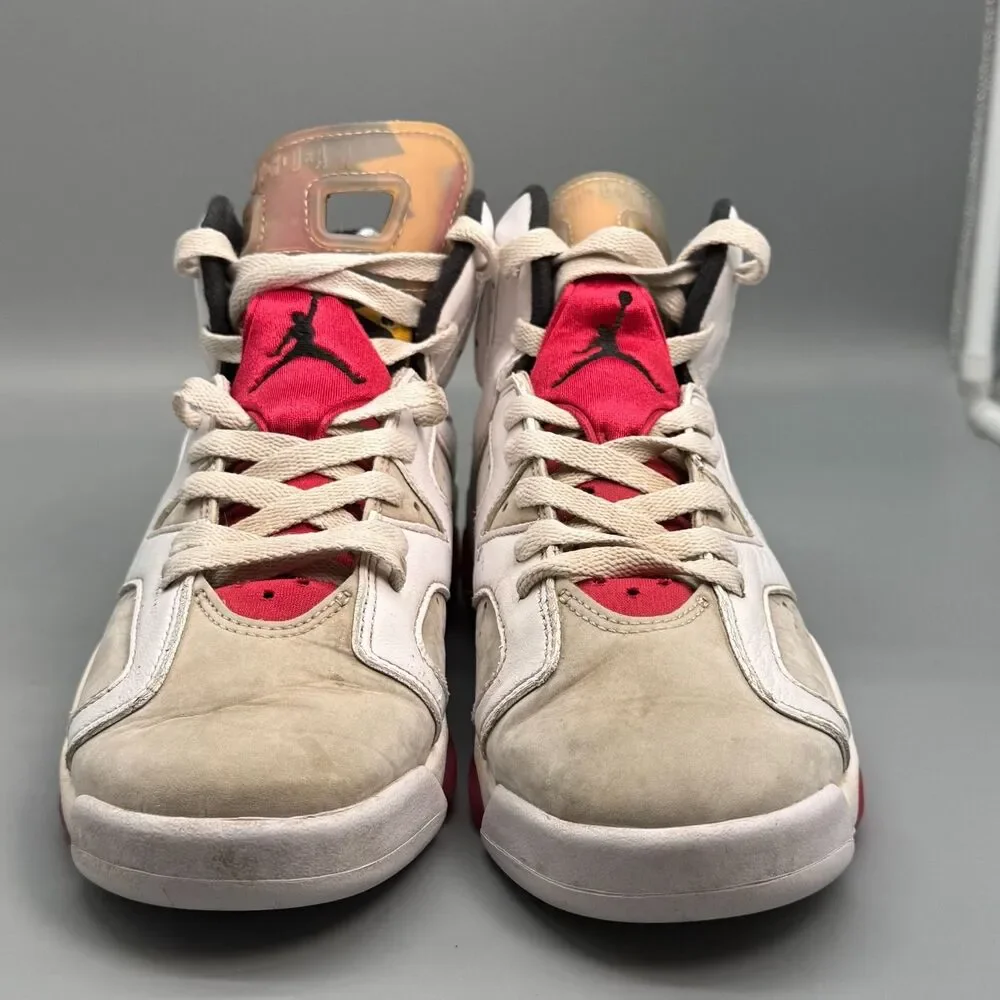Air Jordan 6 Retro Boy's 7 White Leather Lace-Up Athletic Running Sneakers